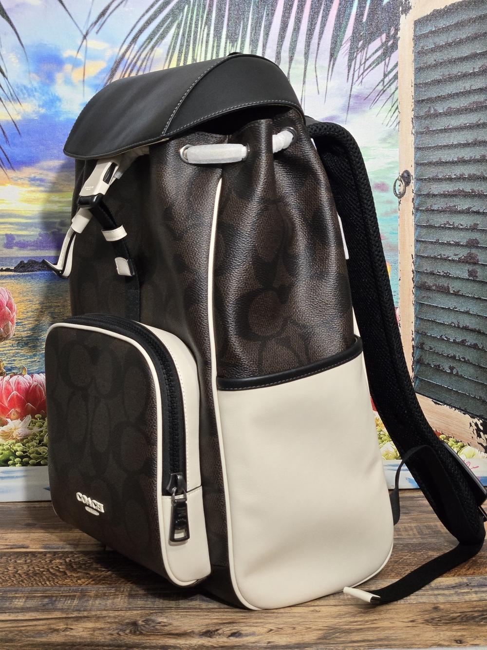 Coach Racer Backpack In Blocked Signature Canvas - Picture 3 of 8